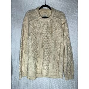 Donegal Mens Aran Handknit Wool Cable Knit Sweater